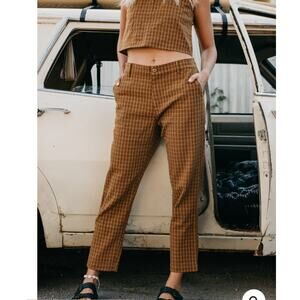 Ottway Kora  Unisex Brown Checked Pants Trousers Ankle size XS
